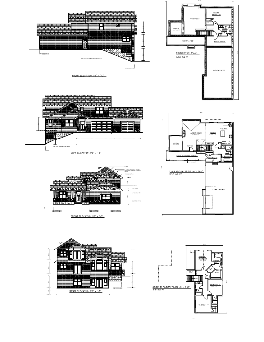 2 story home with full basement blueprint by Billman Construction